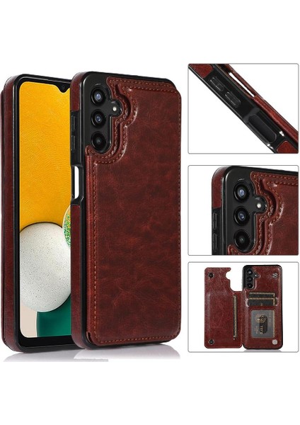 Kart Pu ile Samsung Galaxy A13 5g Çift Manyetik Toka Için Cüzdan Kılıf (Yurt Dışından)