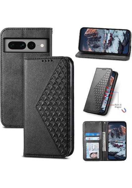 Mays Home1 Google Pixel 7 Pro Günlük Kullanım Için Flip Case El Kayışı Standı Eşkenar Dörtgen Şekli (Yurt Dışından)