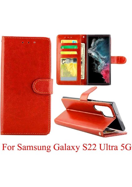 Samsung Galaxy S22 Ultra 5g Manyetik Kapatma Pu Deri Kart Için Flip Case (Yurt Dışından)