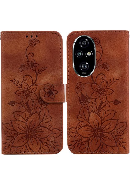 Honor Için Flip Case 200 Pro 5g Cüzdan Kart Tutucu Manyetik Kabartmalı Zambak (Yurt Dışından)