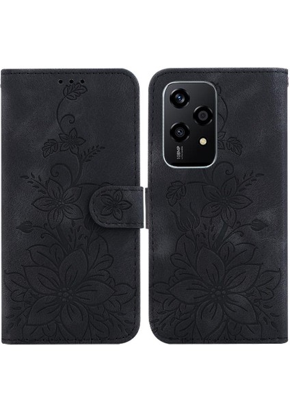 Honor Için Flip Case 200 Lite Kabartmalı Zambak Manyetik Kickstand Kart Tutucu (Yurt Dışından)