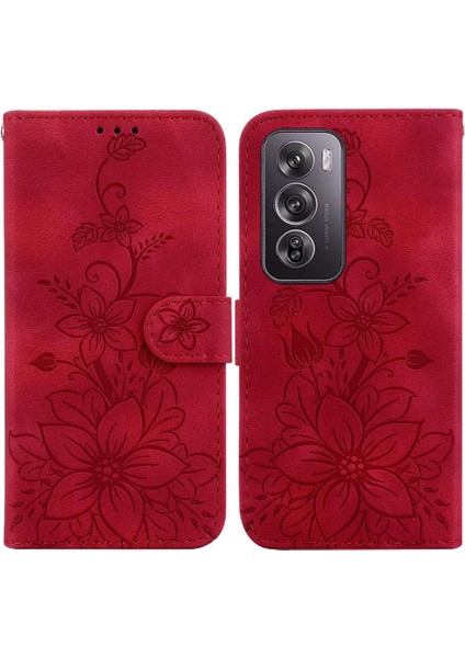 Oppo Oppo 12 Pro 5g Için Flip Case Kart Tutucu Manyetik Kabartmalı Zambak (Yurt Dışından)