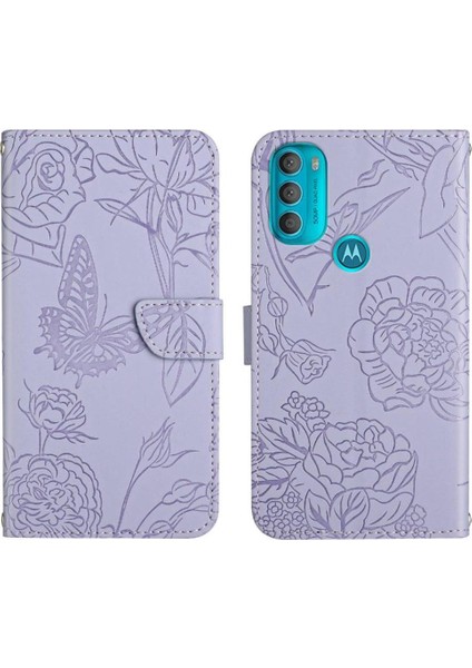 Motorola Moto G71 Çiçekler ve Kelebekler Anti-Damla Koruma Pu Için Kılıf (Yurt Dışından)