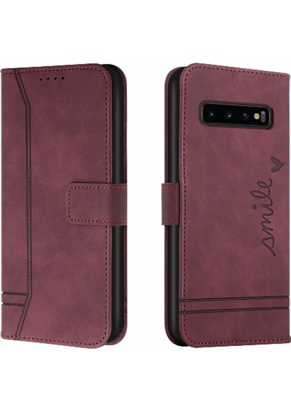 Samsung Galaxy S10 Flip Folio Cüzdan Manyetik Kapatma Kartı Için Telefon Kılıfı (Yurt Dışından)