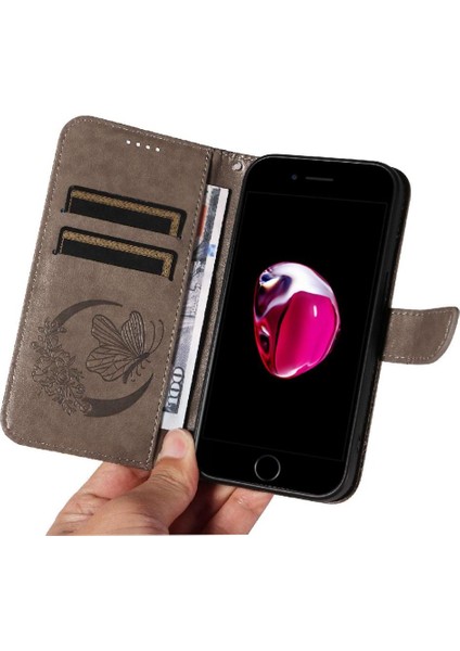 IPhone 6 Için Flip Case Artı/6s Artı Kredi Kartı Yuvası ile Kabartmalı El (Yurt Dışından) fırsatları