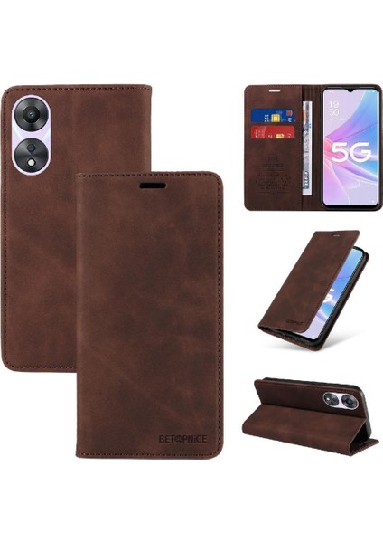 Oppo A78 5g Manyetik Folio Cüzdan Koruyucu Pu Deri Kılıf (Yurt Dışından)