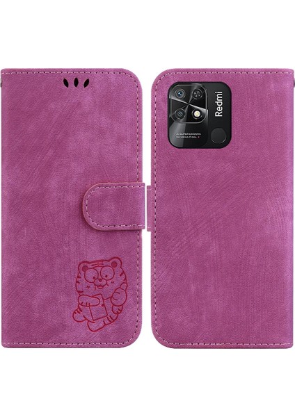 Xiaomi Redmi 10C Flip Folio Kabartmalı Sevimli Kaplan Kartı Cep Vaka (Yurt Dışından)