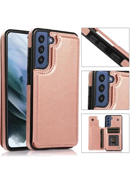 Samsung Galaxy S21 Fe Kart Yuvaları Için Cüzdan Durumda Çift Manyetik Toka Pu (Yurt Dışından)