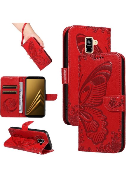 YH Mall Samsung Galaxy A8 2018 Için Flip Case Kredi ile Ayrılabilir El Kayışı (Yurt Dışından)