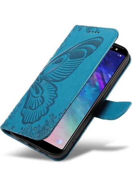 Samsung Galaxy A6 Artı Kredi Kartı Yuvası Kabartmalı Yüksek Flip Case (Yurt Dışından)