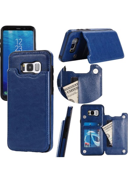 Kart Tutucu Kart Yuvaları Kickstand Pu ile Samsung Galaxy S8 Için Cüzdan Kılıf (Yurt Dışından)