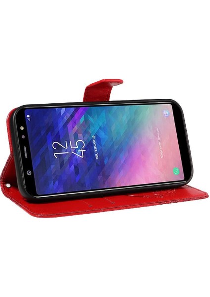 Samsung Galaxy A6 Artı Kredi Kartı Yuvası Kabartmalı Yüksek Flip Case (Yurt Dışından)