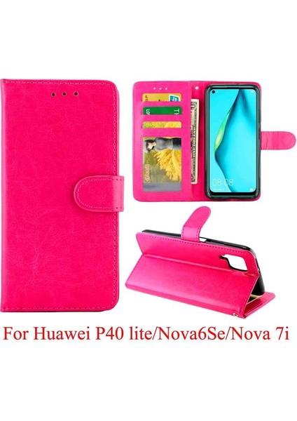Huawei P40 Lite Pu Deri Manyetik Kapatma Kickstand Kart Için Flip Case (Yurt Dışından)