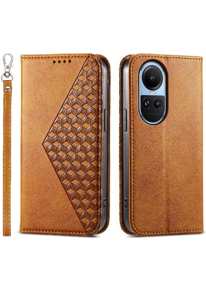 Oppo Oppo 10 5g Günlük Kullanım Için Flip Case Eşkenar Dörtgen Şekli Cüzdan Standı El (Yurt Dışından)