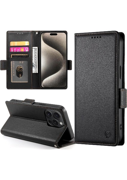 IPhone 15 Için Flip Case Pro Kart Yuvaları Iş Günlük Kullanım Cüzdan Flip (Yurt Dışından)