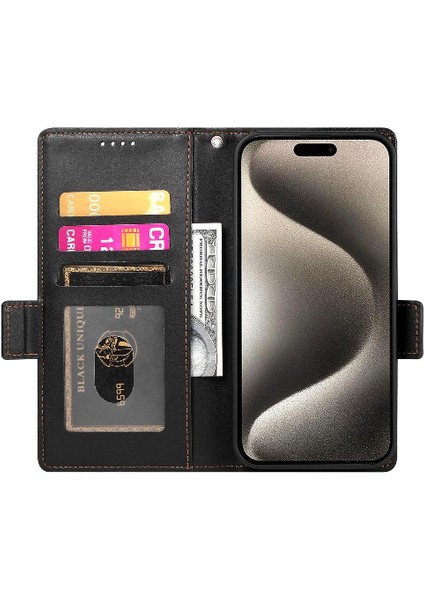 IPhone 15 Için Flip Case Pro Kart Yuvaları Iş Günlük Kullanım Cüzdan Flip (Yurt Dışından)