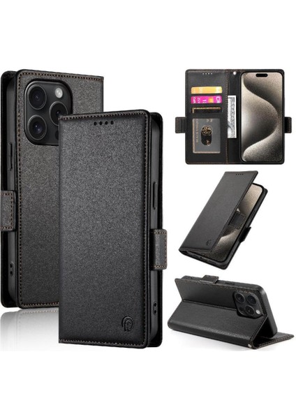IPhone 15 Için Flip Case Pro Kart Yuvaları Iş Günlük Kullanım Cüzdan Flip (Yurt Dışından)
