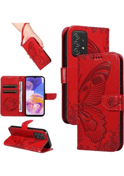Samsung Galaxy Flip 5G/A52S 5g Ayrılabilir El Kayışı Kabartmalı Için Flip Case (Yurt Dışından)