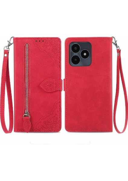 Realme Not 50 Çok Renkli Flip Fermuar Tarzı Cüzdan Yuvası Için Flip Case (Yurt Dışından)