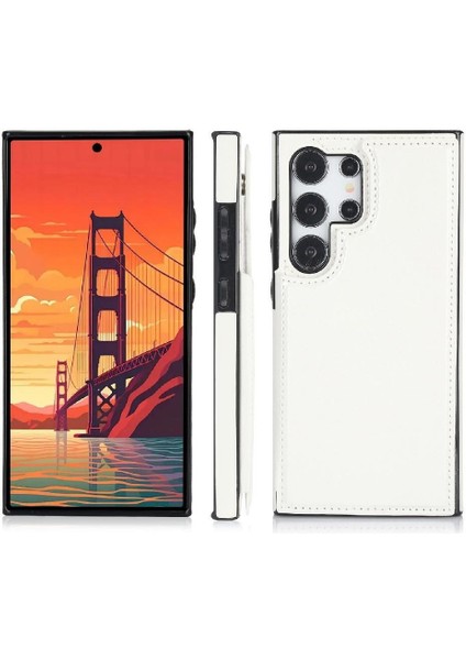 Samsung Galaxy S24 Ultra Kart Yuvaları Için Cüzdan Kılıf Pu Deri Çift (Yurt Dışından)