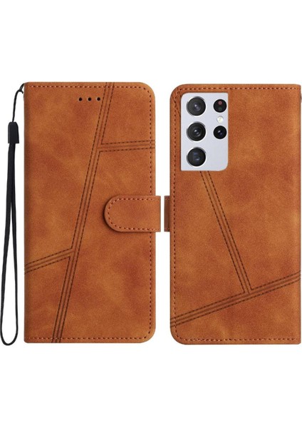 Samsung Galaxy S21 Ultra Cüzdan Pu Deri Kart Yuvaları Tutucu Için Flip Case (Yurt Dışından)
