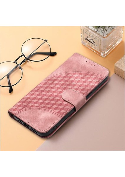 IPhone 16 Için Flip Case Pro Max Flip Iş Geometrik Desen Manyetik (Yurt Dışından)