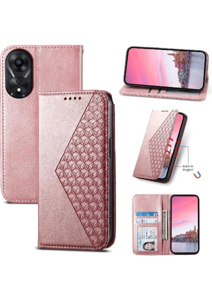 Oppo A78 4g Eşkenar Dörtgen Şekli Günlük Kullanım Için Flip Case El Kayışı Standı Cüzdan (Yurt Dışından)