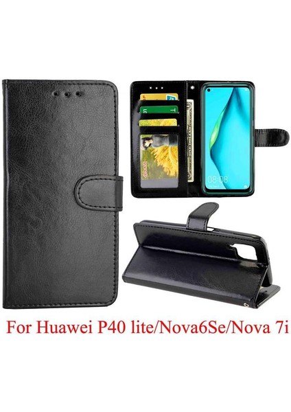 Huawei P40 Lite Pu Deri Manyetik Kapatma Kickstand Kart Için Flip Case (Yurt Dışından)