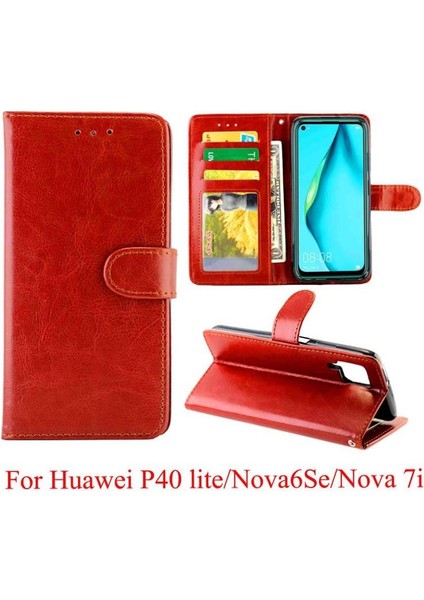 Huawei P40 Lite Pu Deri Manyetik Kapatma Kickstand Kart Için Flip Case (Yurt Dışından)