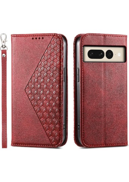 Google Piksel 8 Pro El Kayışı Eşkenar Dörtgen Şekli Günlük Kullanım Cüzdan Için Flip Case (Yurt Dışından)