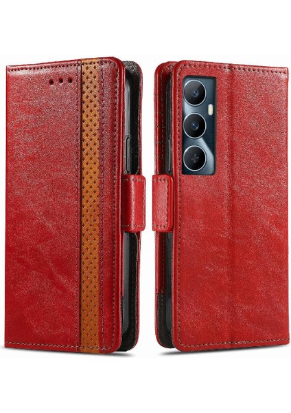 Realme C65 Çok Renkli Ekleme Iş Cüzdan Çoklu Kart Için Flip Case (Yurt Dışından)