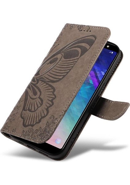 Samsung Galaxy A6 Artı Kredi Kartı Yuvası Kabartmalı Yüksek Flip Case (Yurt Dışından)