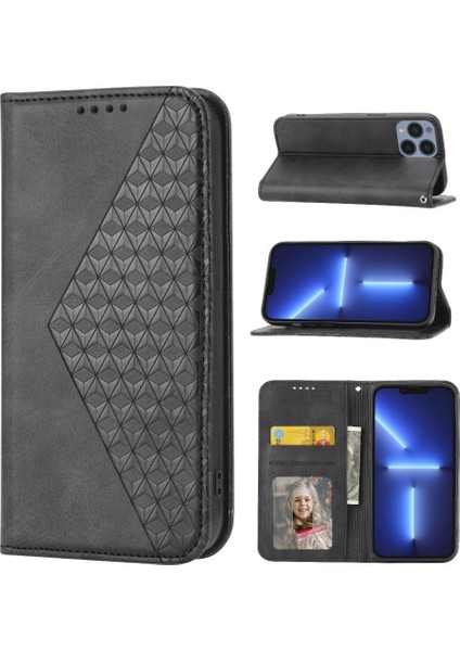 IPhone 12 Için Flip Case Pro Max Eşkenar Dörtgen Şekli El Kayışı Standı Cüzdan Kullanımı (Yurt Dışından)