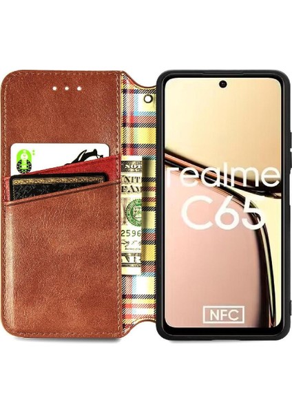 Realme C65 Için Flip Case Moda Tasarım Deri Kılıf Kapak Kapak Cüzdan (Yurt Dışından)