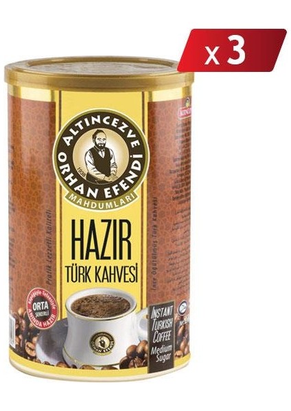 Orhan Efendi Hazır Türk Kahvesi Orta Şekerli Teneke 500 gr - 3lü Paket