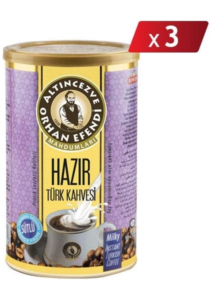 Orhan Efendi Hazır Türk Kahvesi Sütlü Tnk 250 gr - 3lü Paket