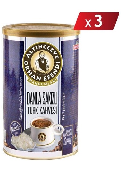 Orhan Efendi Damla Sakızlı Türk Kahvesi 250 gr Teneke - 3lü Paket