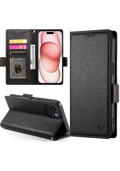 IPhone 15 Için Flip Case Günlük Kullanım Kart Yuvaları Flip Iş Cüzdan (Yurt Dışından) modelleri
