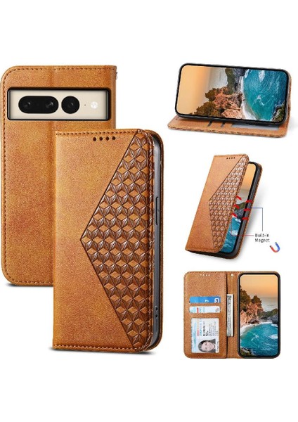 Google Piksel 8 Pro El Kayışı Eşkenar Dörtgen Şekli Günlük Kullanım Cüzdan Için Flip Case (Yurt Dışından)