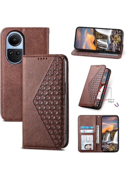 Oppo Oppo 10 5g Günlük Kullanım Için Flip Case Eşkenar Dörtgen Şekli Cüzdan Standı El (Yurt Dışından)