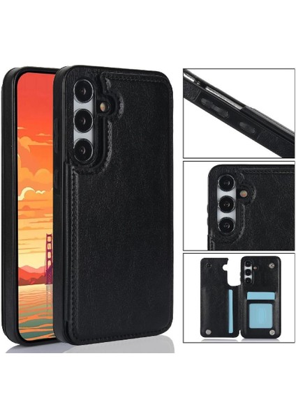 Cüzdan Kılıf Samsung Galaxy A15 4g/5g Pu Deri Kart Tutucu Toka ile (Yurt Dışından)