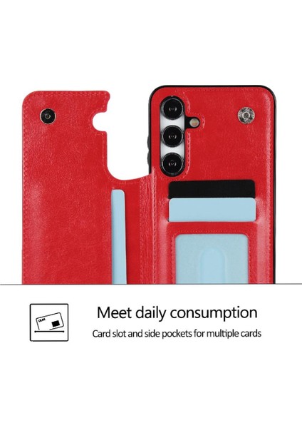Cüzdan Kılıf Samsung Galaxy A15 4g/5g Pu Deri Kart Tutucu Toka ile (Yurt Dışından)