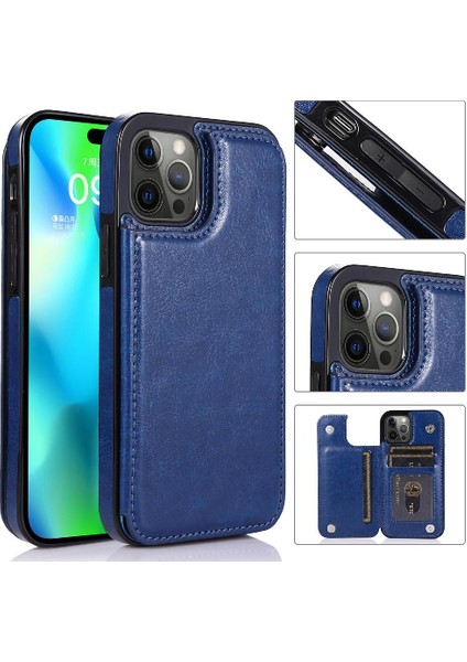Kart Tutucu ile IPhone 14 Pro Max Pu Deri Kickstand Için Cüzdan Kılıf (Yurt Dışından)
