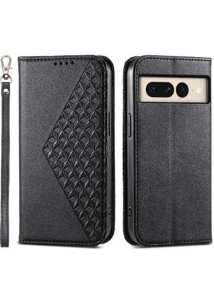 Google Piksel 8 Pro El Kayışı Eşkenar Dörtgen Şekli Günlük Kullanım Cüzdan Için Flip Case (Yurt Dışından)