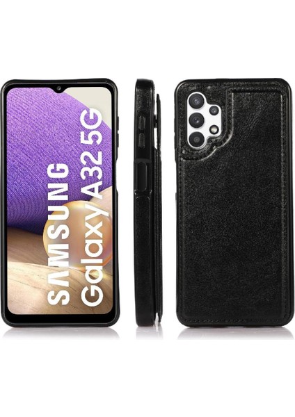 Kart Pu ile Samsung Galaxy A32 5g Çift Manyetik Toka Için Cüzdan Kılıf (Yurt Dışından)