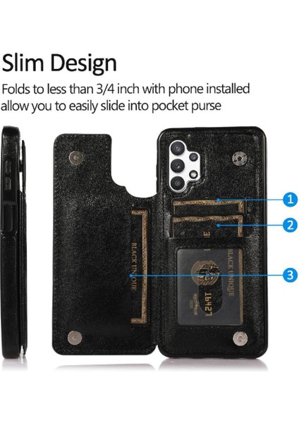 Kart Pu ile Samsung Galaxy A32 5g Çift Manyetik Toka Için Cüzdan Kılıf (Yurt Dışından) fırsatları