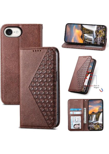 IPhone Se 2024 Cüzdan Günlük Kullanım Için Flip Case El Kayışı Standı Eşkenar Dörtgen (Yurt Dışından)