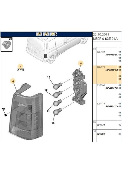 Sağ Stop Çift Kapı Dw8 Partner Berlingo 05>07 (511122-6350CX)