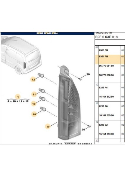 Stop Sağ Partner Tepee Berlingo (6351FH)