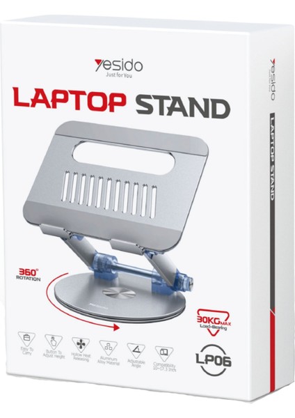 LP06 360 Derece Ayarlanabilir Metal Laptop Standı - Gümüş fiyatları